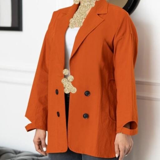 مانتو لنین شش دکمه آنزیم شست بدونه آب رفت فیری سایز قد80